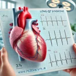 تصویر نمایشی قلب با نوار ECG نشاندهنده طولانی شدن بازه QT در سندرم QT طولانی