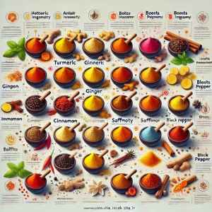 20 ادویه مختلف را به همراه فواید درمانی آن‌ها