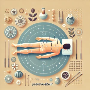 طب سوزنی که نقاط درمانی روی بدن و فضایی آرام و حرفه‌ای مرتبط با این روش درمانی