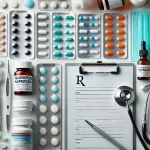 تصویری از انواع داروهای ضدالتهاب شامل قرصهای ایبوپروفن، ناپروکسن و یک بسته داروی کورتیکواستروئیدی همراه با ابزار پزشکی.