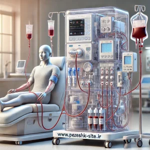 تصویر دستگاه دیالیز هیماکتالیز و نحوه اتصال به بدن بیمار برای تصفیه خون