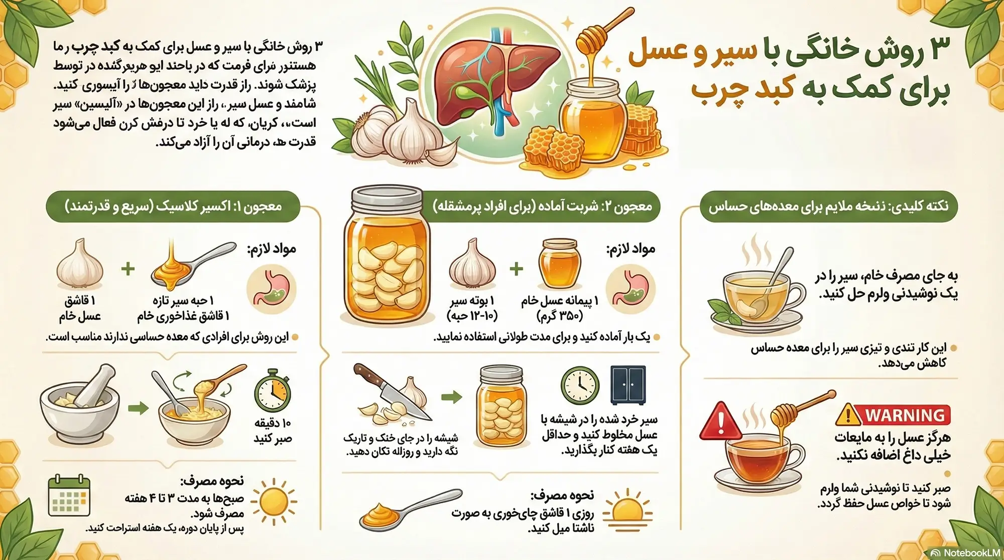 معجون سیر و عسل برای کبد چرب