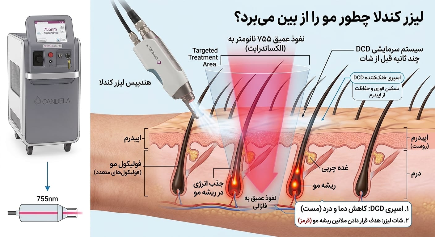 از بین بردن مو با لیزر کندلا