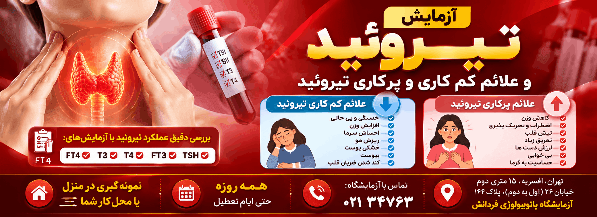 آزمایش تیروئید.علائم پرکاری و کم کاری تیروئید با نمونه گیری فردانش
